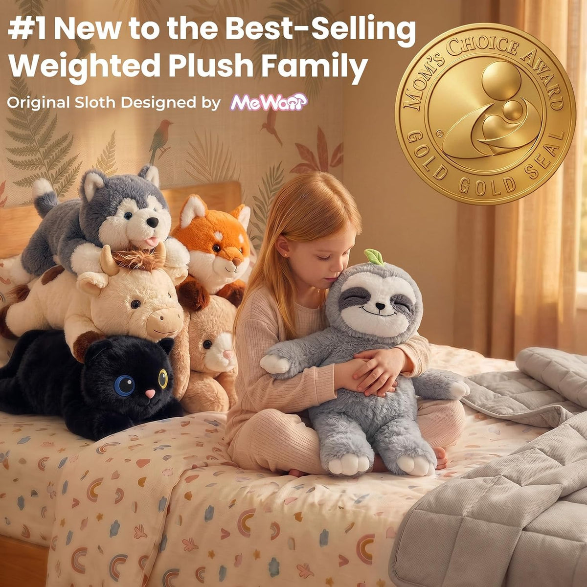 Mewaii Weighted Stuffed Animals Sloth Plush, Heatable Coolable, 4 lb, 20in