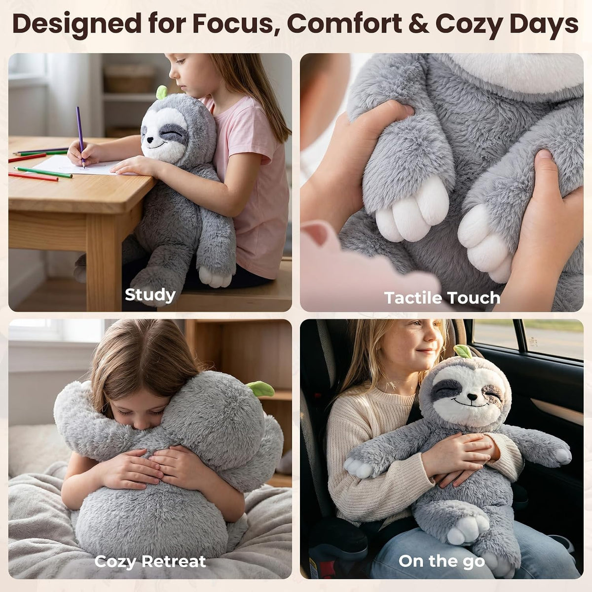 Mewaii Weighted Stuffed Animals Sloth Plush, Heatable Coolable, 4 lb, 20in