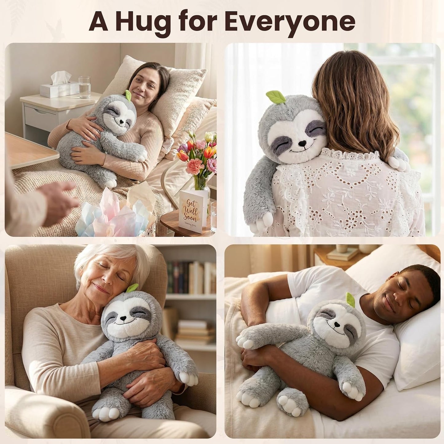 Mewaii Weighted Stuffed Animals Sloth Plush, Heatable Coolable, 4 lb, 20in